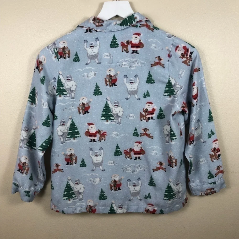 Pottery Barn Kids Rudolph Reindeer Button Pajama Top Size 8 Christmas Santa